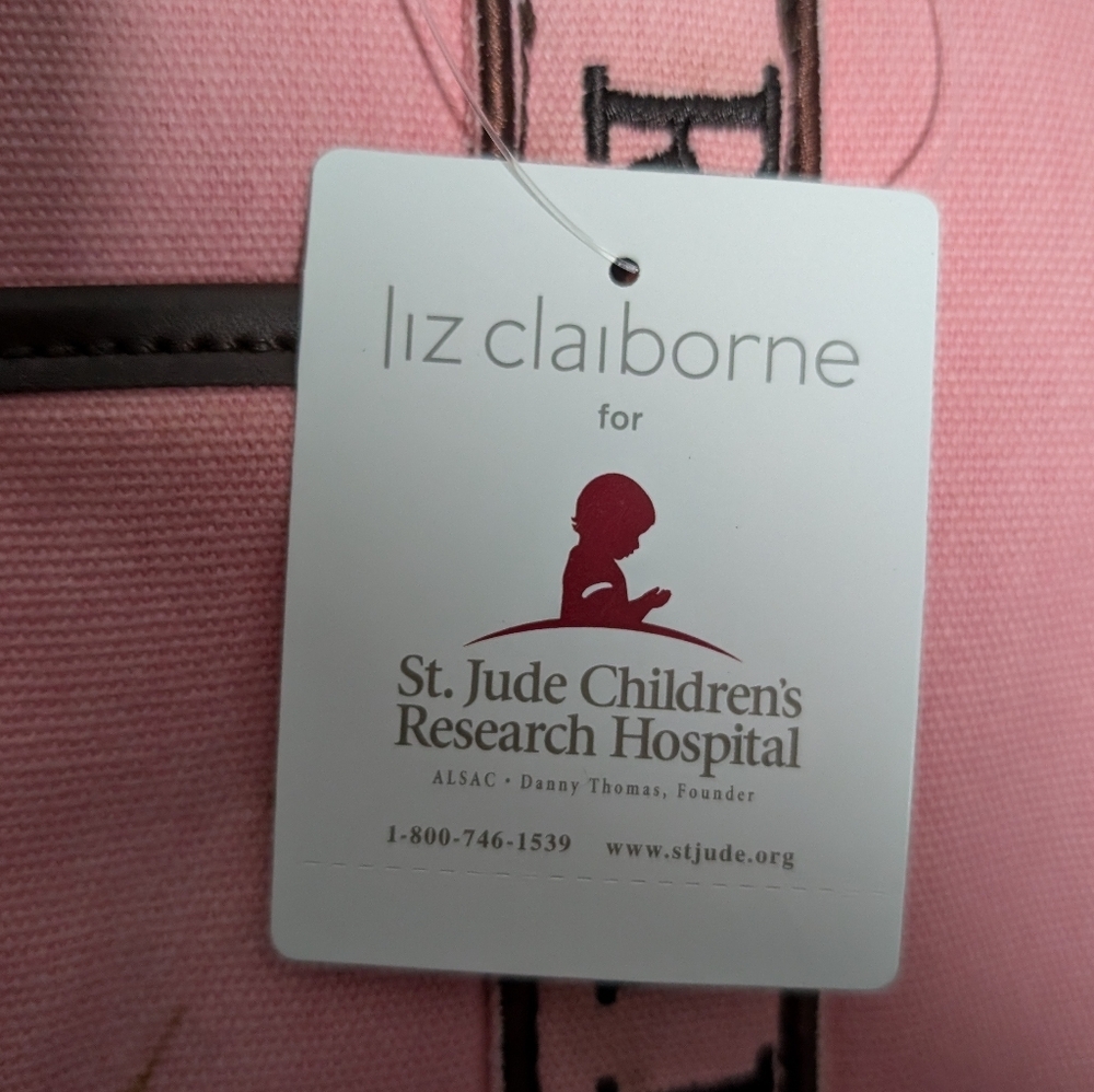 Liz Claiborne Pink St. Jude Limited Edition Purse/Tote Bag with Black Accents - Picture 2 of 3
